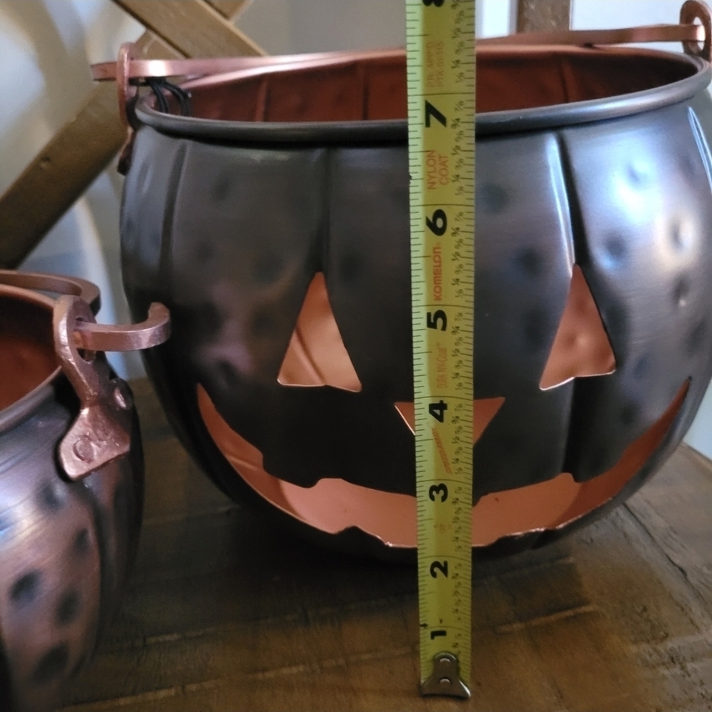 Copper Halloween Pumpkin Buckets x2 - Picture 7 of 9